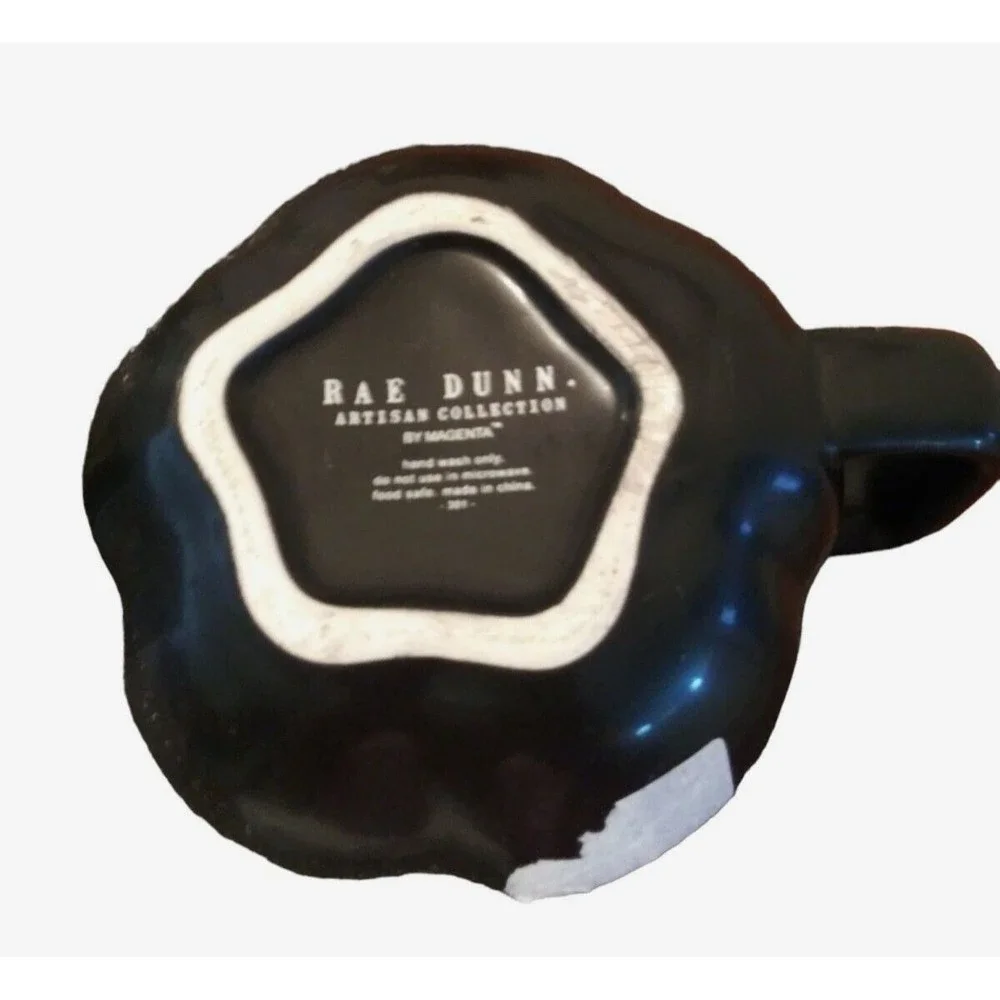 Rae Dunn 'FALL' Black Pumpkin Shaped Coffee Mug Tea Cup Gold Font NW… - Picture 3 of 8